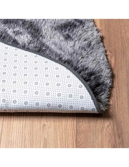 Tappeto Shaggy a Pelo Lungo NAVARRA Grigio Scuro 120x120 cm