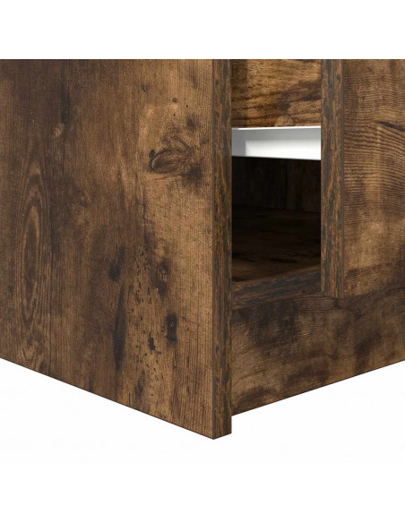 Tavolino da Salotto con Cassetti Rovere Fumo 100x100x40 cm