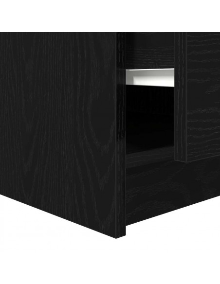 Tavolino da Salotto con Cassetti Rovere Nero 100x100x40 cm