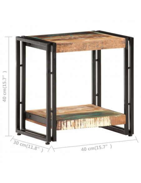 Tavolino Laterale 40x30x40 cm in Legno Massello di Recupero