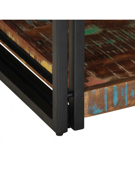 Tavolino Salotto Multicolore 90x50x38cm Legno Massello Recupero