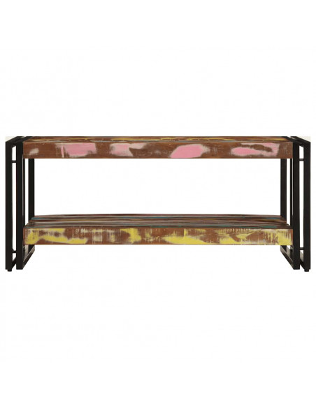 Tavolino Salotto Multicolore 90x50x38cm Legno Massello Recupero