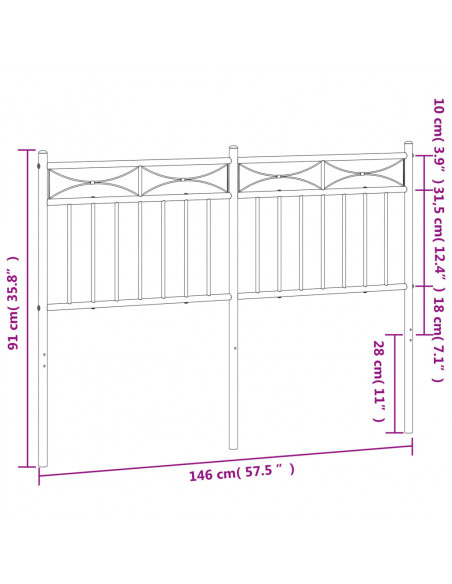 Testiera in Metallo Nero 140 cm