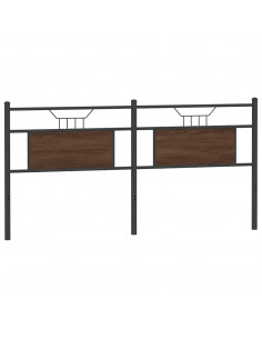 Testiera Rovere Marrone 180 cm in Legno Multistrato e Acciaio