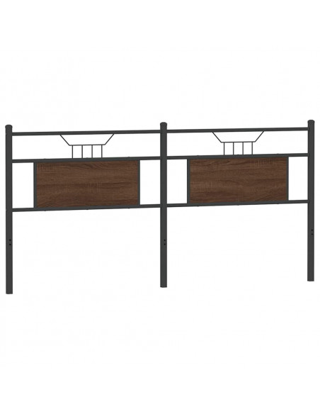 Testiera Rovere Marrone 180 cm in Legno Multistrato e Acciaio