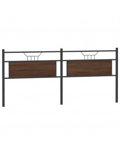 Testiera Rovere Marrone 193 cm in Legno Multistrato e Acciaio
