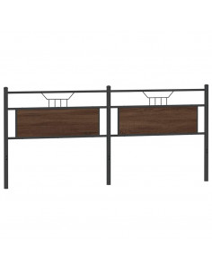 Testiera Rovere Marrone 200 cm in Legno Multistrato e Acciaio