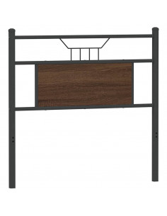 Testiera Rovere Marrone 80 cm in Legno Multistrato e Acciaio