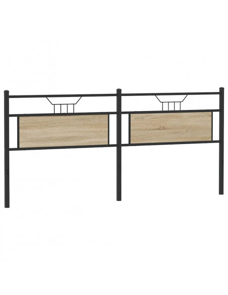 Testiera Rovere Sonoma 200 cm in Legno Multistrato e Acciaio