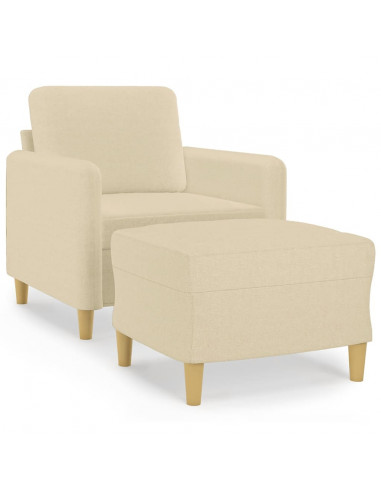 Poltrona con Poggiapiedi Crema 60 cm in Tessuto