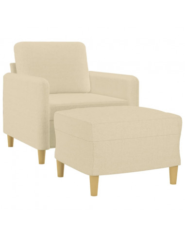 Poltrona con Poggiapiedi Crema 60 cm in Tessuto