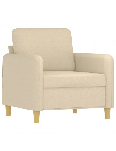 Poltrona con Poggiapiedi Crema 60 cm in Tessuto