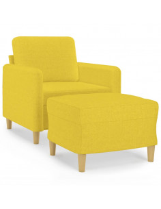 Poltrona con Poggiapiedi Giallo Chiaro 60 cm in Tessuto 2