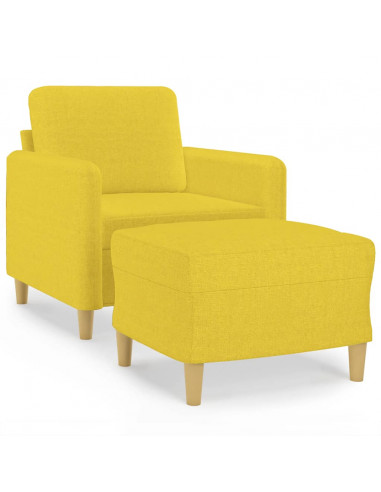 Poltrona con Poggiapiedi Giallo Chiaro 60 cm in Tessuto