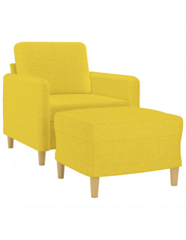 Poltrona con Poggiapiedi Giallo Chiaro 60 cm in Tessuto