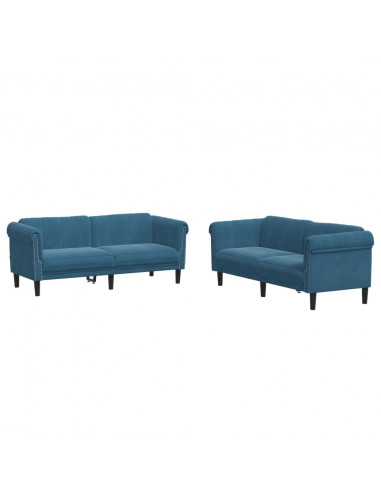 Set di Divani 2 pz Blu in Velluto