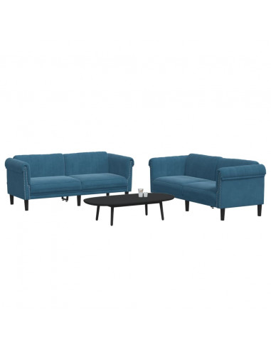 Set di Divani 2 pz Blu in Velluto