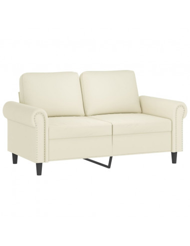 Set di Divani 2 pz con Cuscini Crema in Velluto