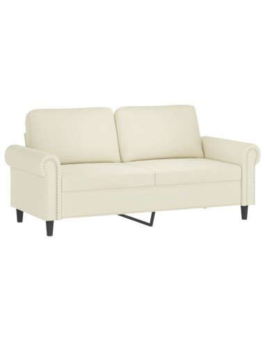 Set di Divani 2 pz con Cuscini Crema in Velluto