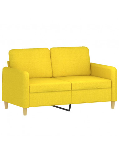 Set di Divani 2 pz con Cuscini Giallo Chiaro in Tessuto