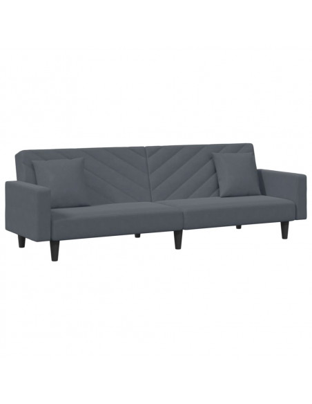 Set di Divani 2 pz con Cuscini Grigio Scuro in Velluto
