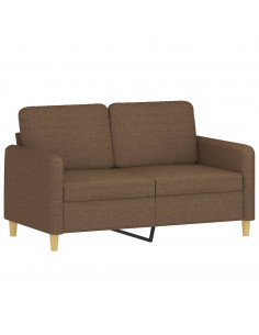 Set di Divani 2 pz con Cuscini Marrone in Tessuto 2
