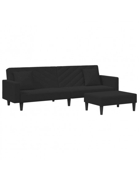 Set di Divani 2 pz con Cuscini Nero in Velluto