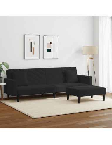 Set di Divani 2 pz con Cuscini Nero in Velluto