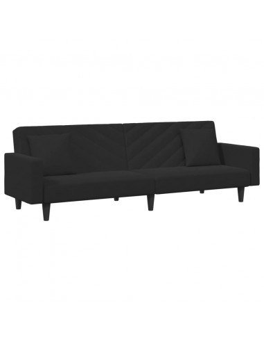 Set di Divani 2 pz con Cuscini Nero in Velluto