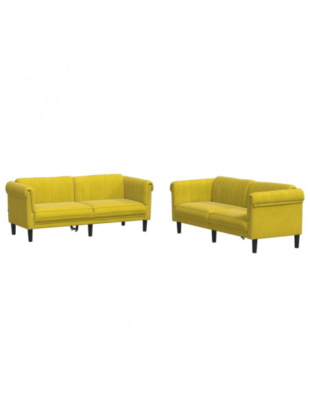 Set di Divani 2 pz Giallo in Velluto