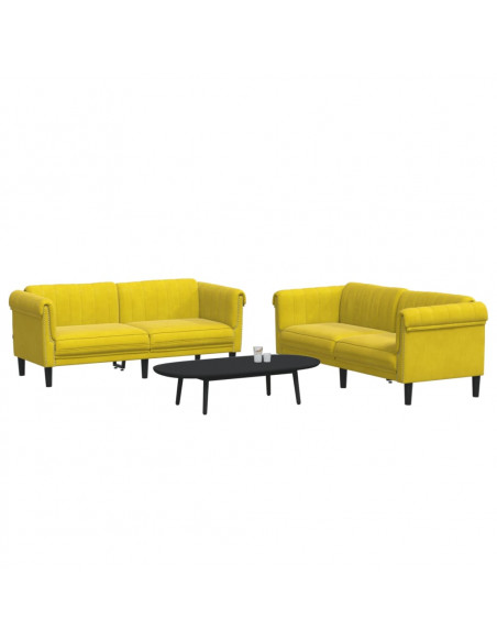 Set di Divani 2 pz Giallo in Velluto