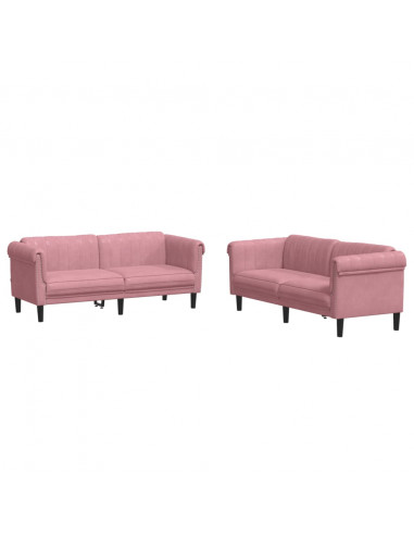 Set di Divani 2 pz Rosa in Velluto
