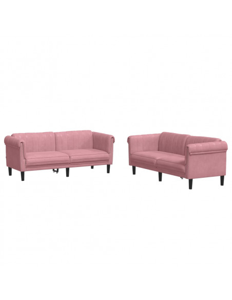 Set di Divani 2 pz Rosa in Velluto