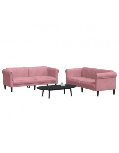 Set di Divani 2 pz Rosa in Velluto