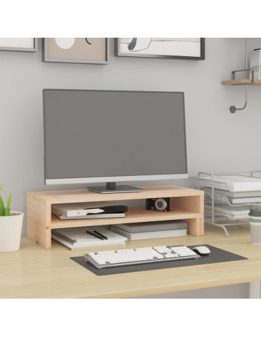 Supporto per Monitor (52-101)x22x14 cm Legno Massello di Pino