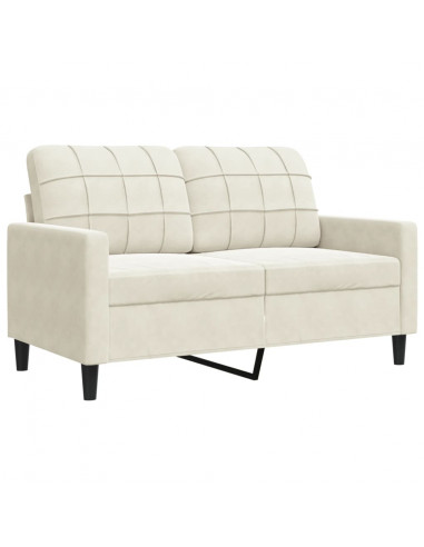 Set di Divani 2 pz con Cuscini e Rinforzi Crema in Velluto