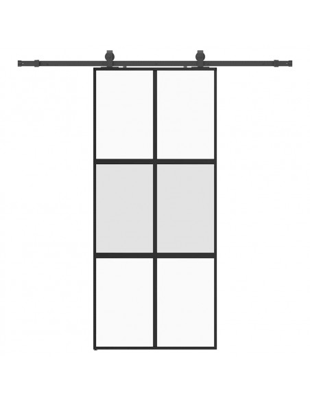 Porta Scorrevole Set Ferramenta Nera 90x205 cm Vetro Temperato