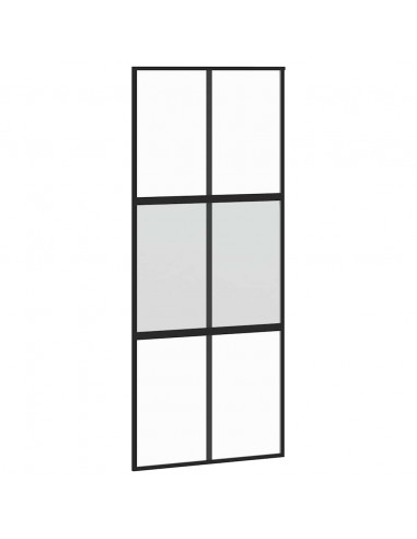 Porta Scorrevole Set Ferramenta Nera 90x205 cm Vetro Temperato
