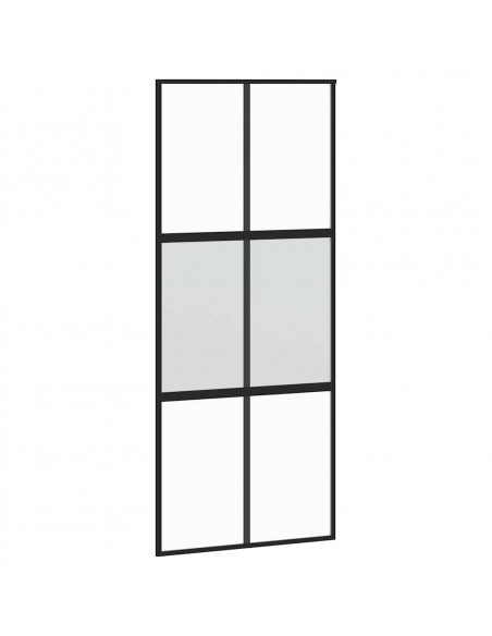 Porta Scorrevole Set Ferramenta Nera 90x205 cm Vetro Temperato