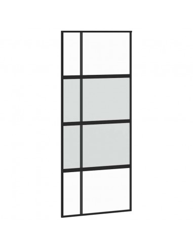 Porta Scorrevole Set Ferramenta Nera 90x205 cm Vetro Temperato