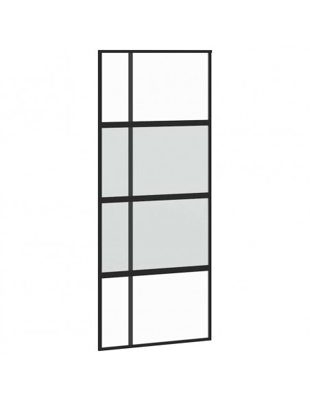 Porta Scorrevole Set Ferramenta Nera 90x205 cm Vetro Temperato