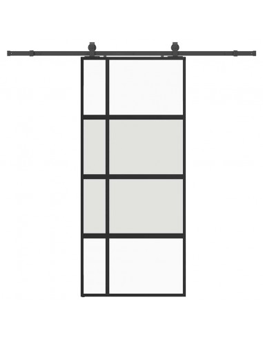 Porta Scorrevole Set Ferramenta Nera 90x205 cm Vetro Temperato