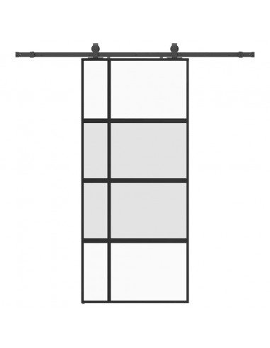 Porta Scorrevole Set Ferramenta Nera 90x205 cm Vetro Temperato