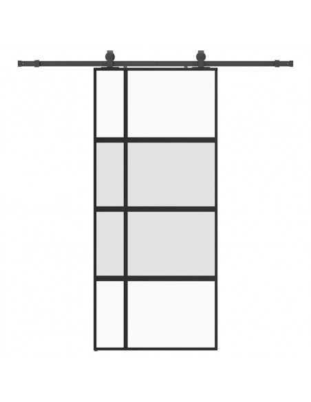 Porta Scorrevole Set Ferramenta Nera 90x205 cm Vetro Temperato