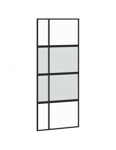 Porta Scorrevole Set Ferramenta Nera 90x205 cm Vetro Temperato