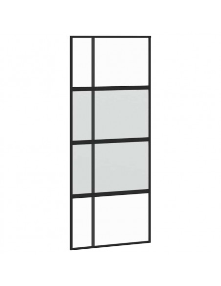 Porta Scorrevole Set Ferramenta Nera 90x205 cm Vetro Temperato