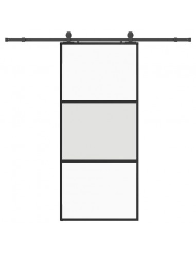 Porta Scorrevole Set Ferramenta Nera 90x205 cm Vetro Temperato