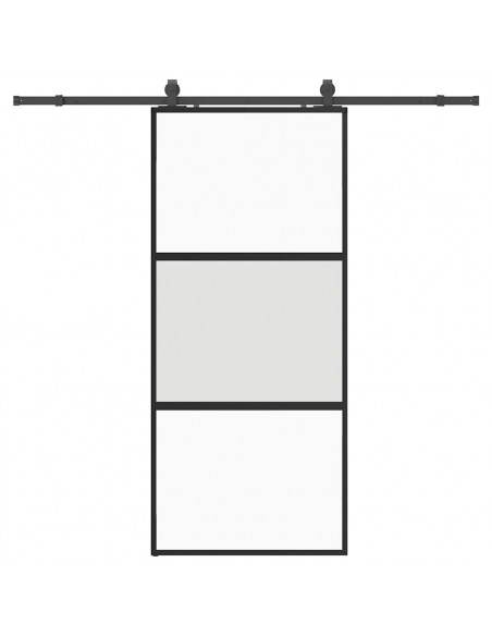Porta Scorrevole Set Ferramenta Nera 90x205 cm Vetro Temperato