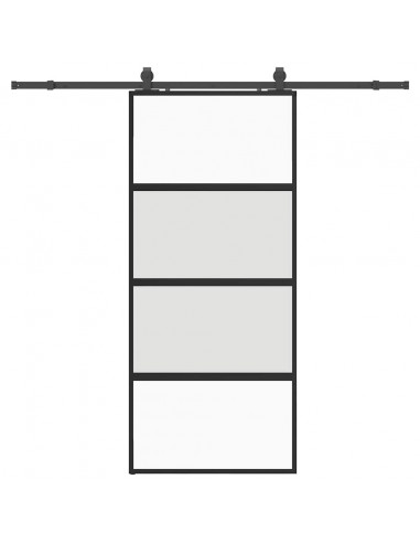 Porta Scorrevole Set Ferramenta Nera 90x205 cm Vetro Temperato