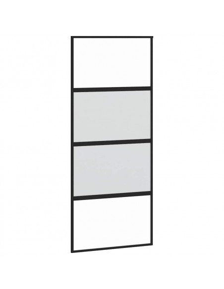 Porta Scorrevole Set Ferramenta Nera 90x205 cm Vetro Temperato